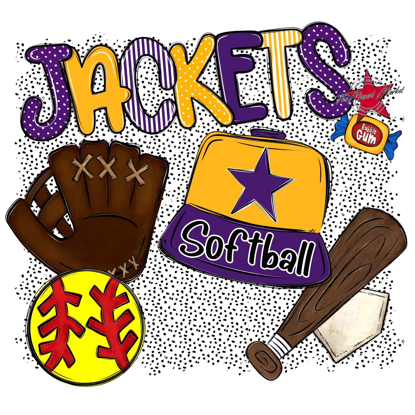 Jackets Softball Spirit-Purple & Yellow