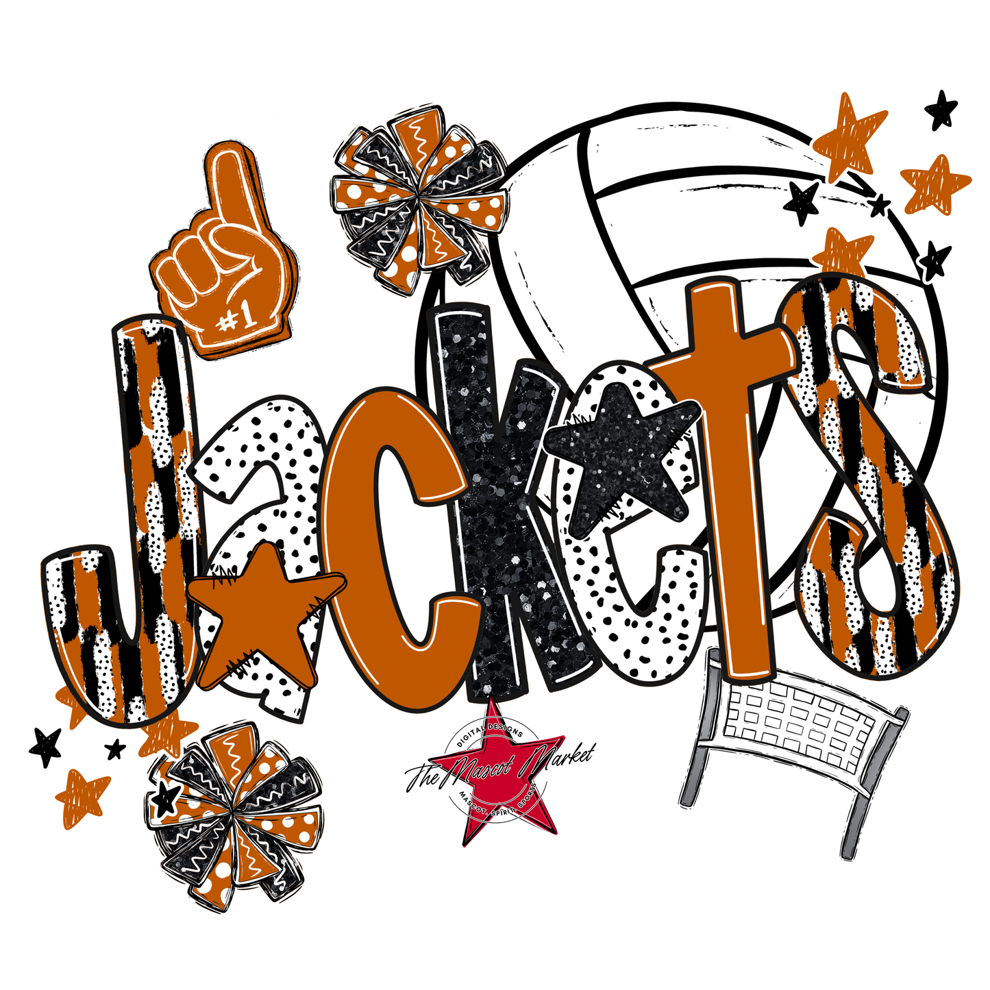 Jackets Volleyball Scrape-Burnt Orange