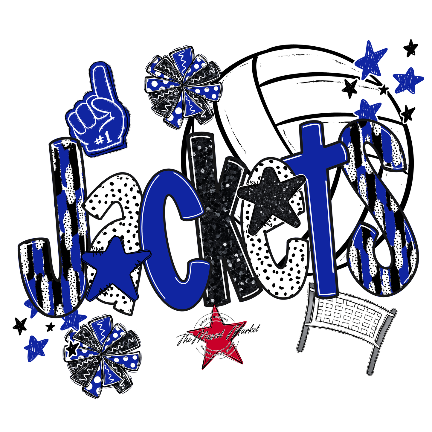 Jackets Volleyball Scrape-Royal Blue