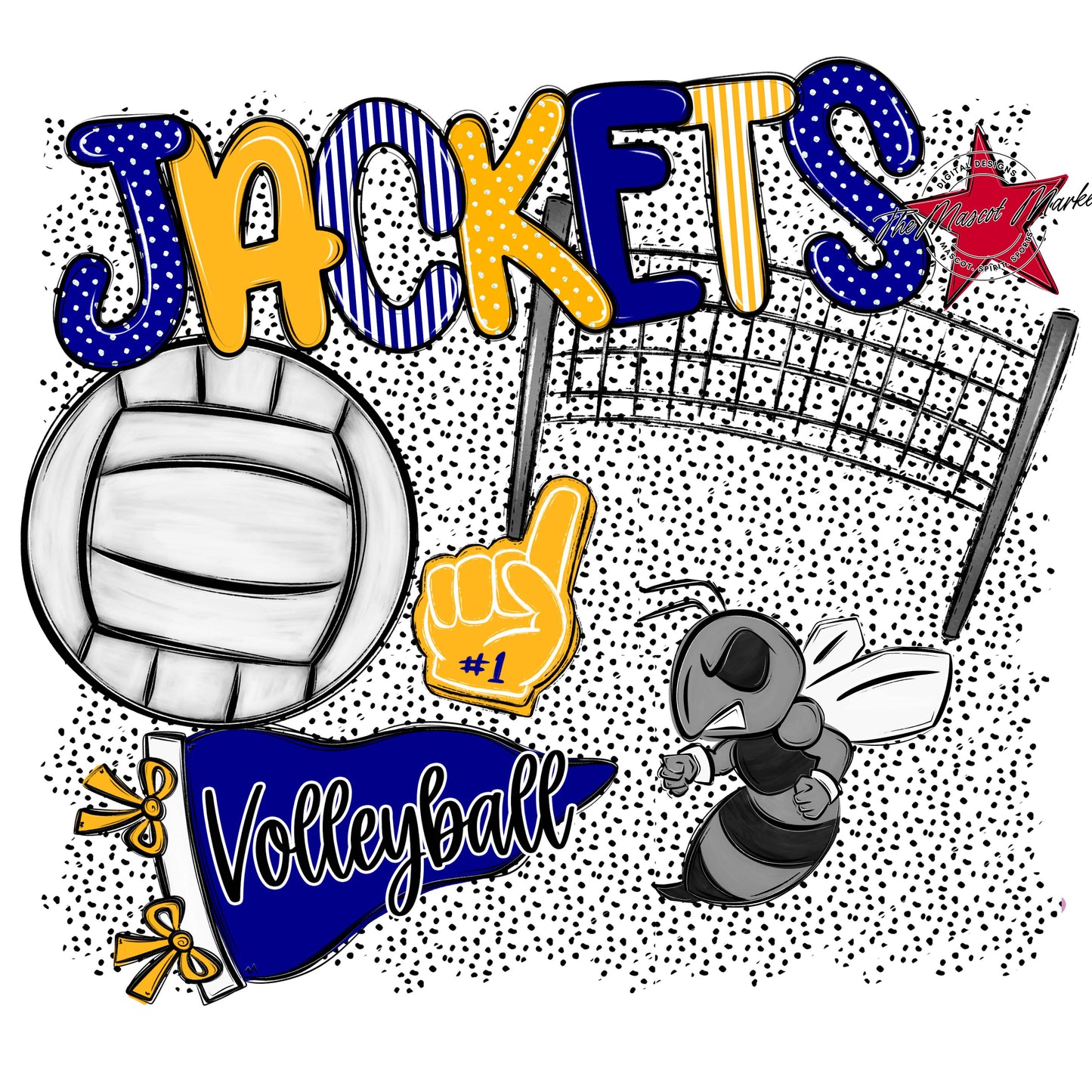 Jackets Volleyball Spirit-Blue & Yellow