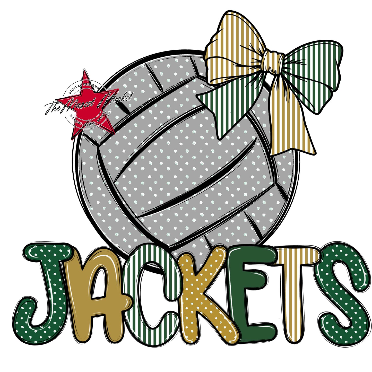 Jackets Volleyball Spirit Design-Green & Gold