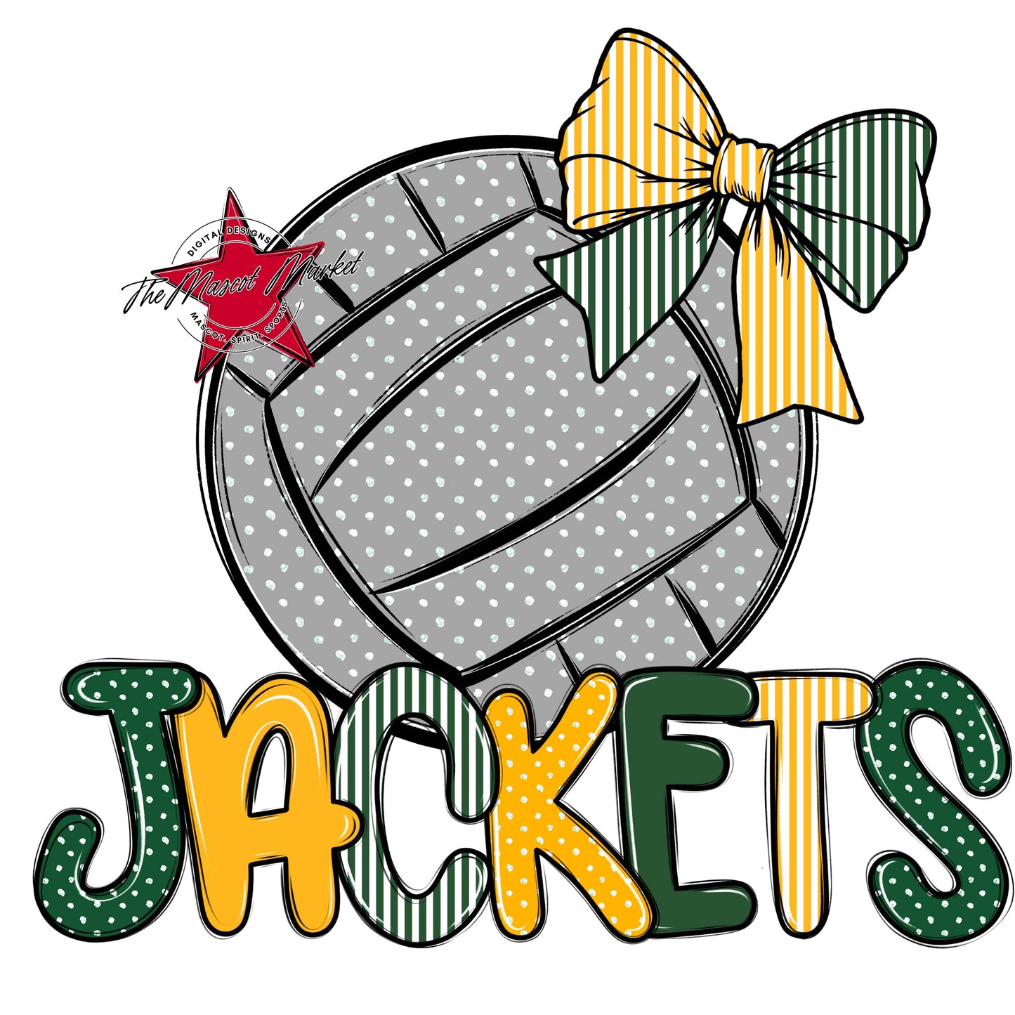 Jackets Volleyball Spirit Design-Green & Yellow
