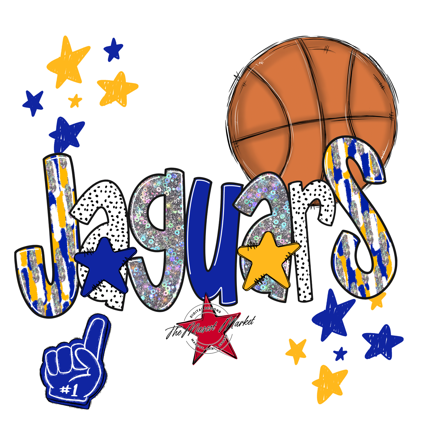 Jaguars Basketball Scrape-Royal Blue & Yellow