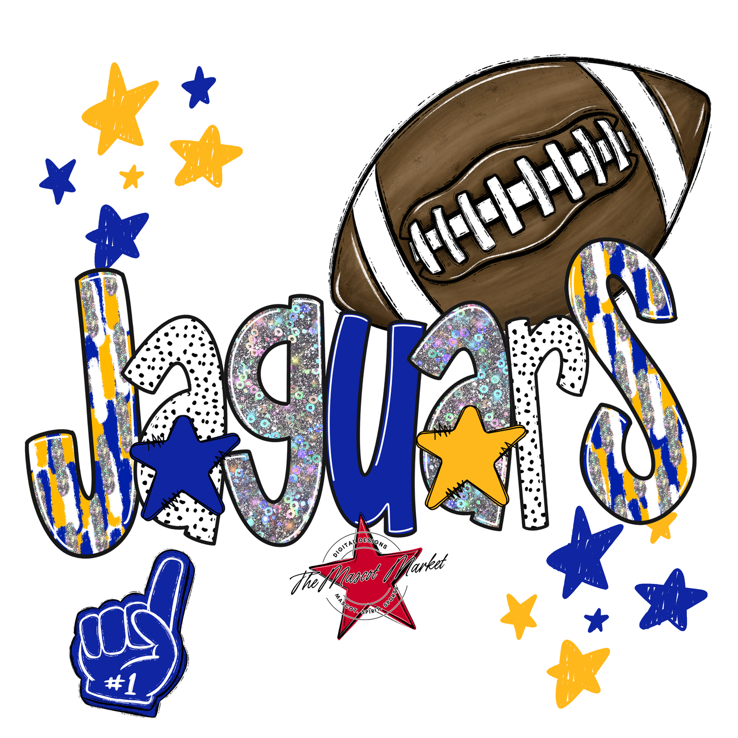 Jaguars Football Scrape-Royal Blue & Yellow