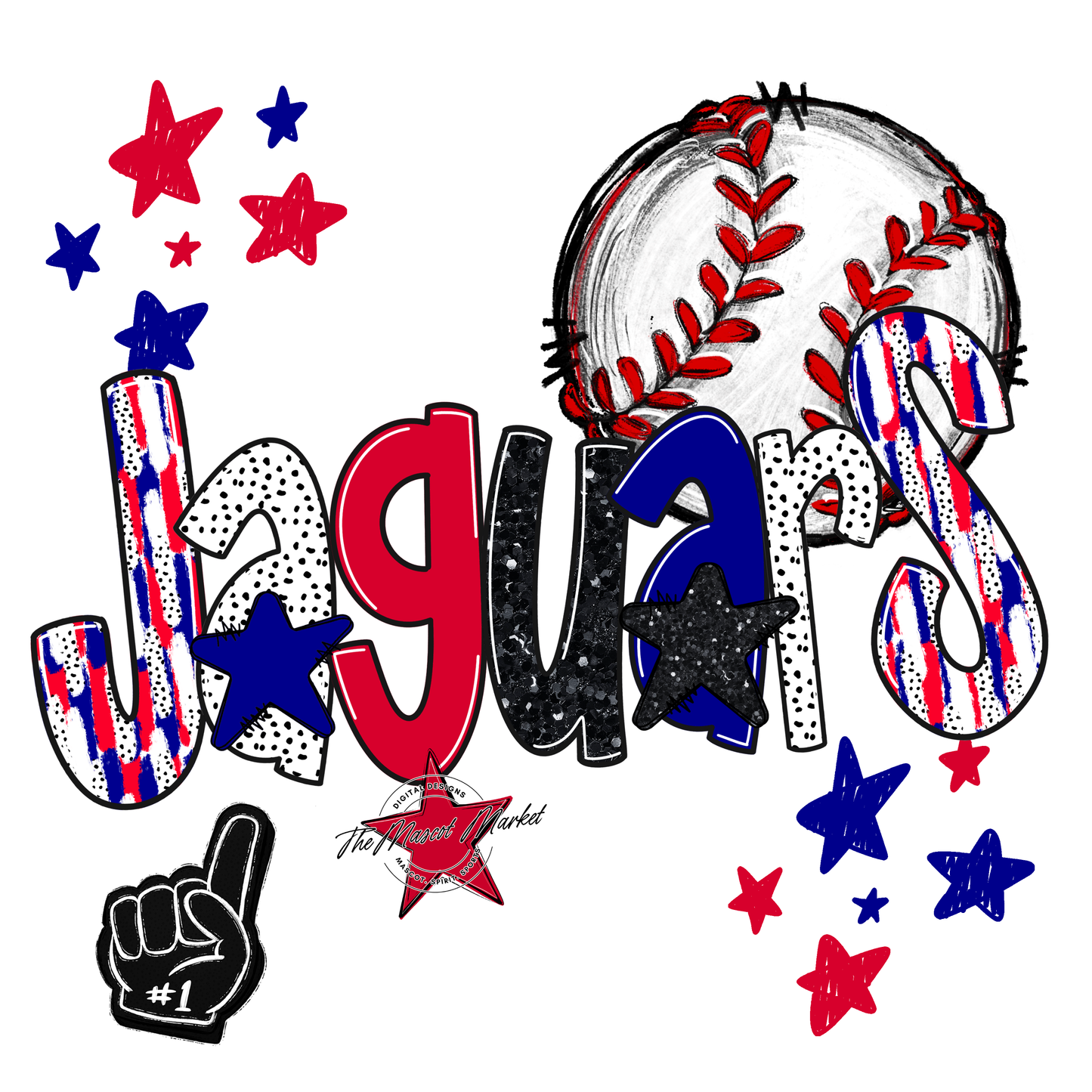 Jaguars Baseball Scrape-Blue-Red