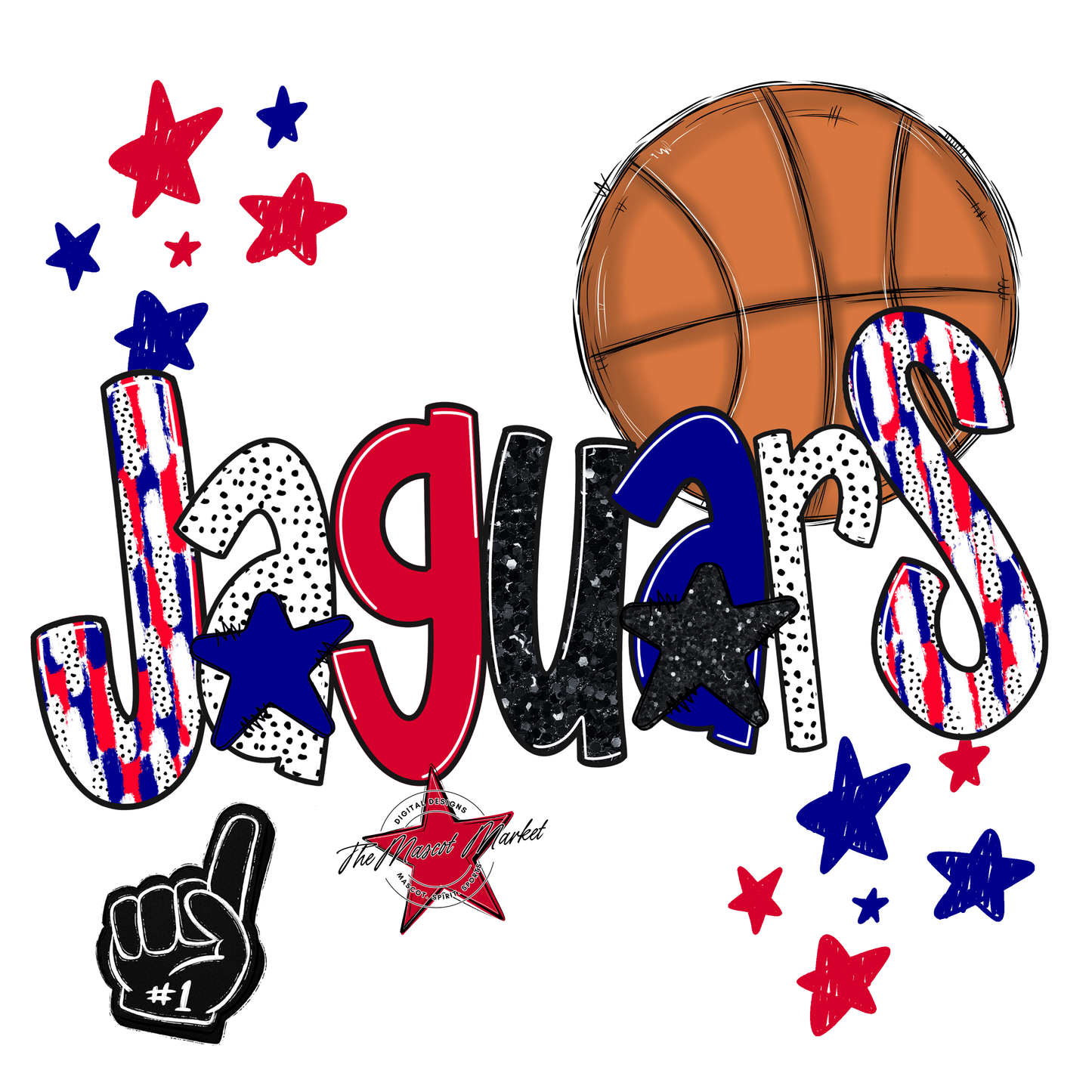 Jaguars Basketball Scrape-Blue-Red