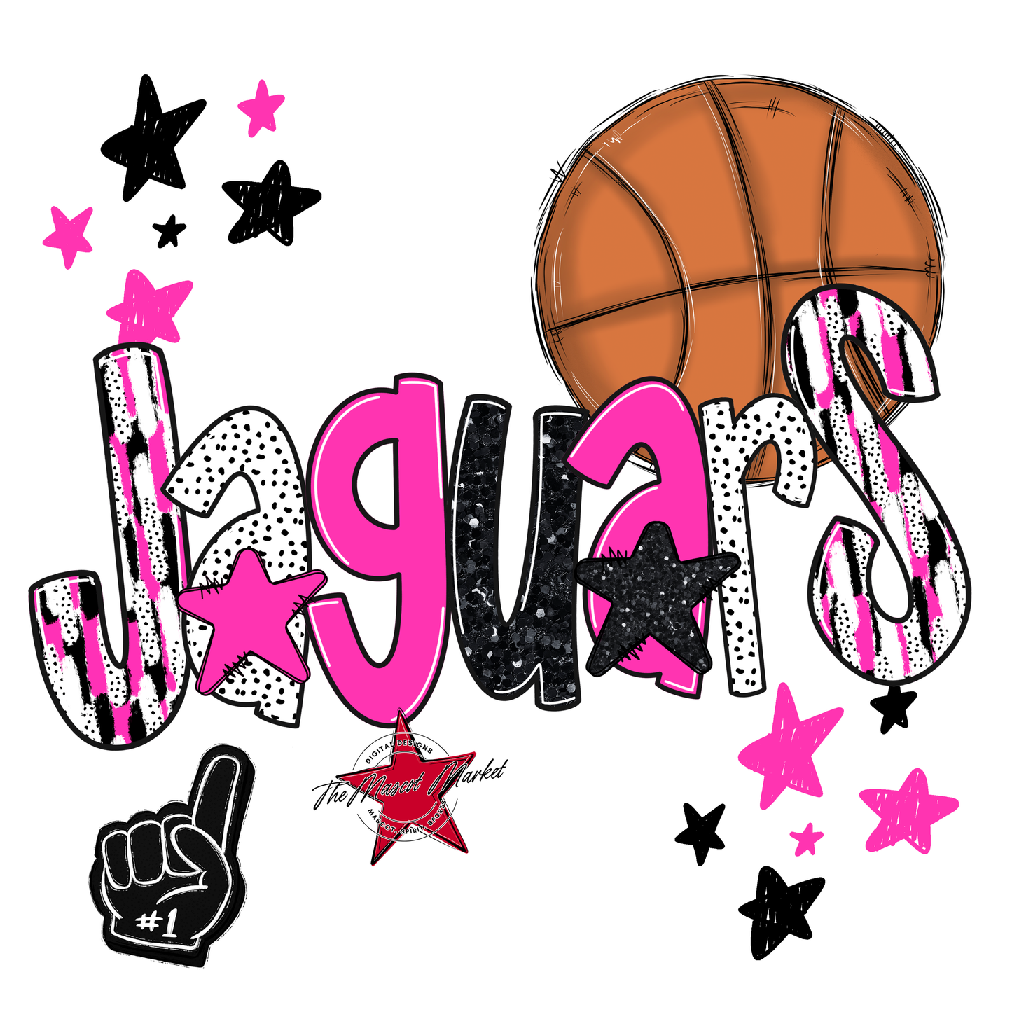 Jaguars Basketball Scrape-Pink