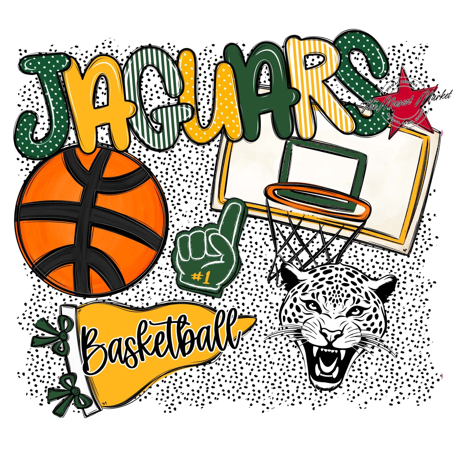 Jaguars Basketball Spirit-Green & Yellow