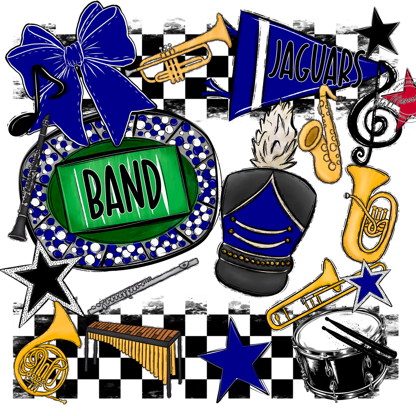 Jaguars Checkers Band Spirit Design-Blue