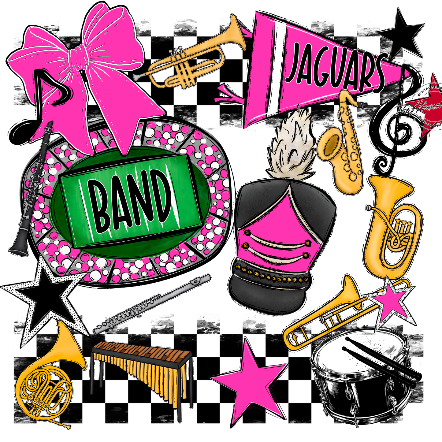 Jaguars Checkers Band Spirit Design-Pink