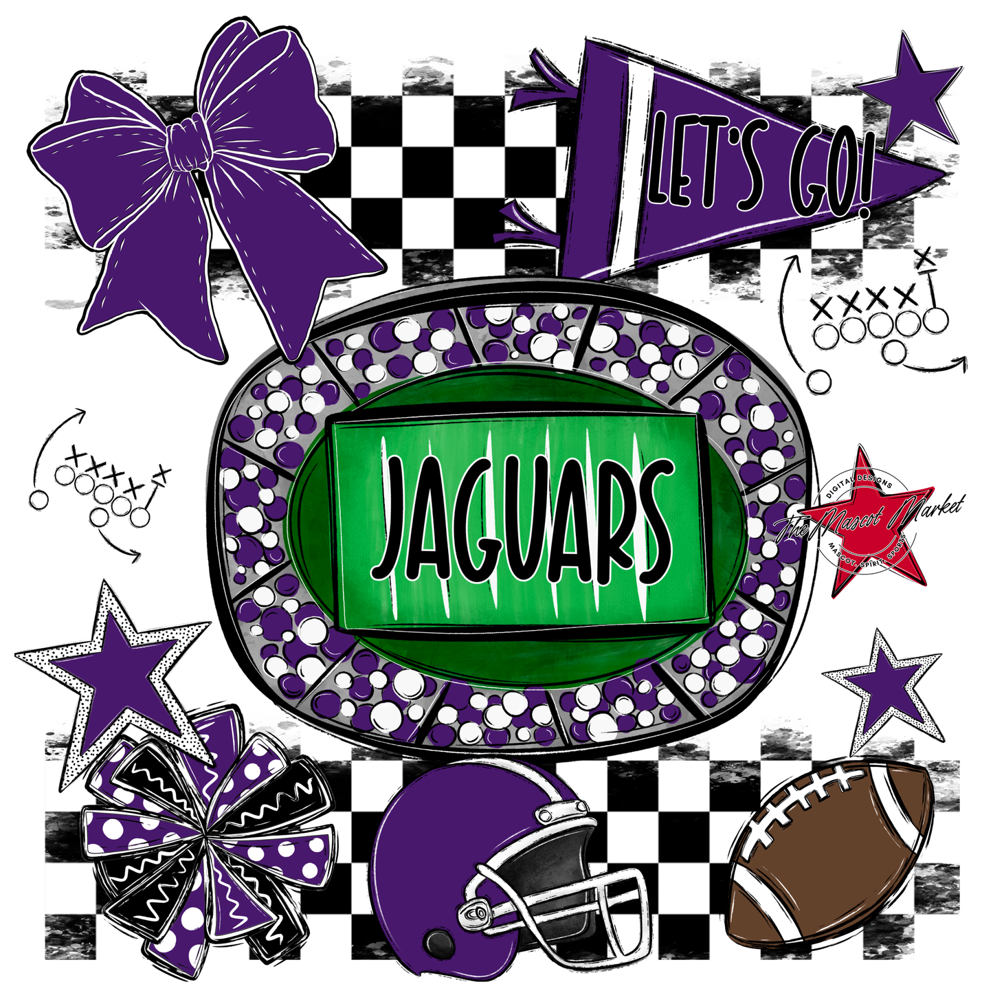 Jaguars Checkers Spirit Design-Purple