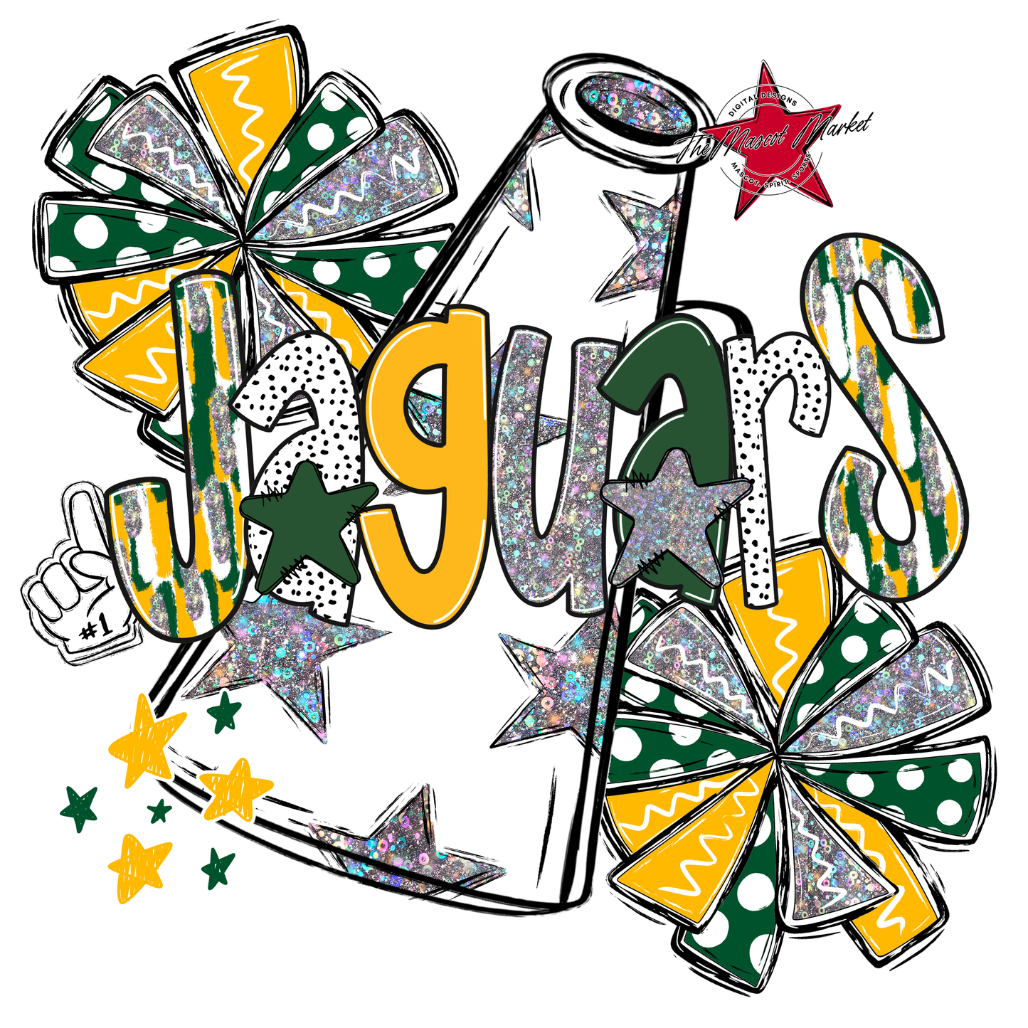 Jaguars Cheer Megaphone Scrape-Green-Yellow