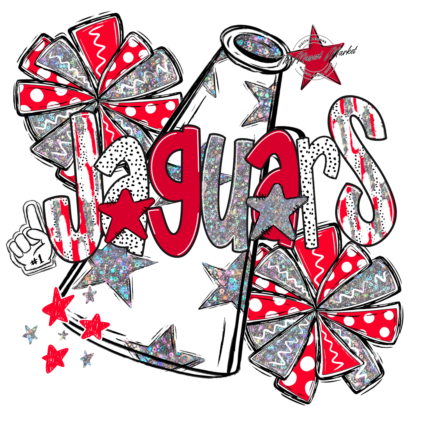 Jaguars Cheer Megaphone Scrape-Red