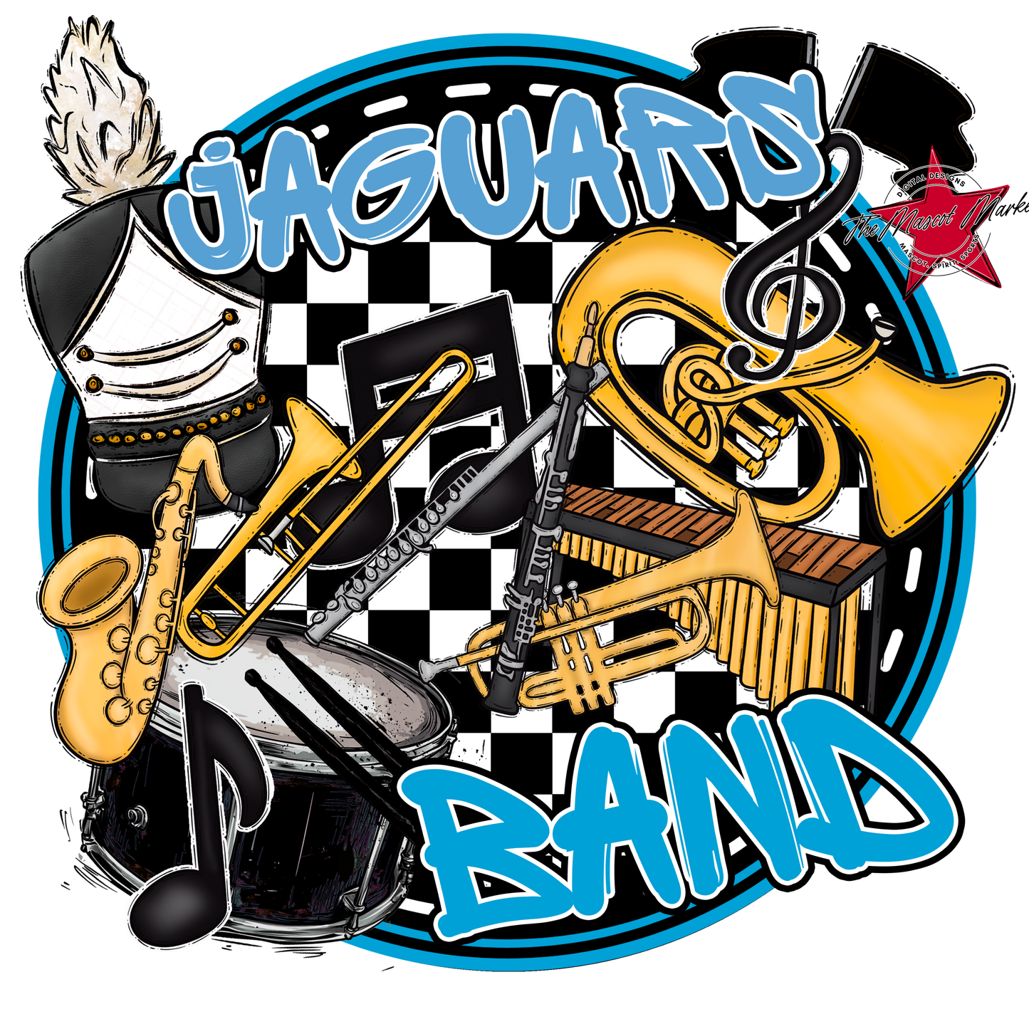 Jaguars Circle Band Design-Carolina Blue