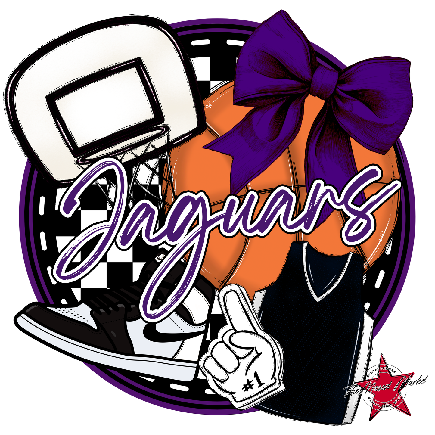 Jaguars Circle Basketball Design-Purple
