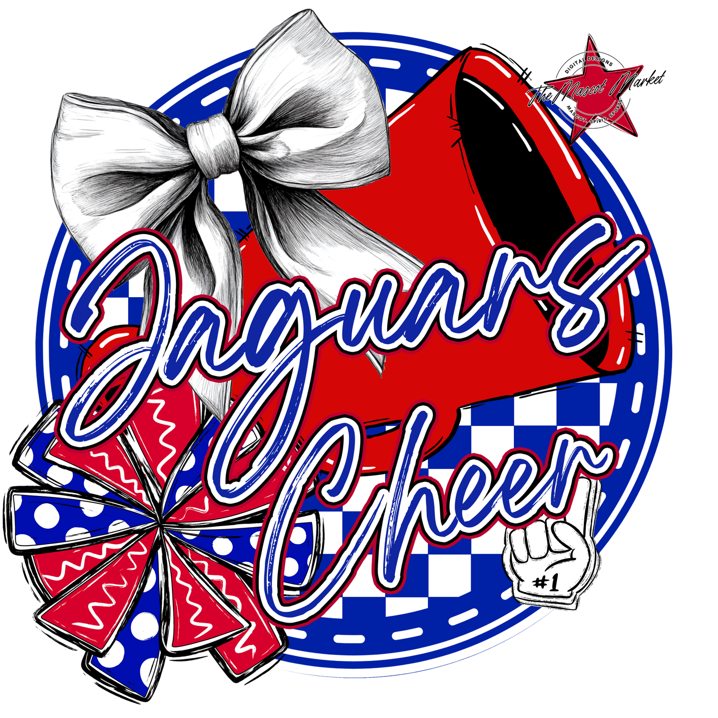 Jaguars Circle Cheer Design-Royal Blue-Red