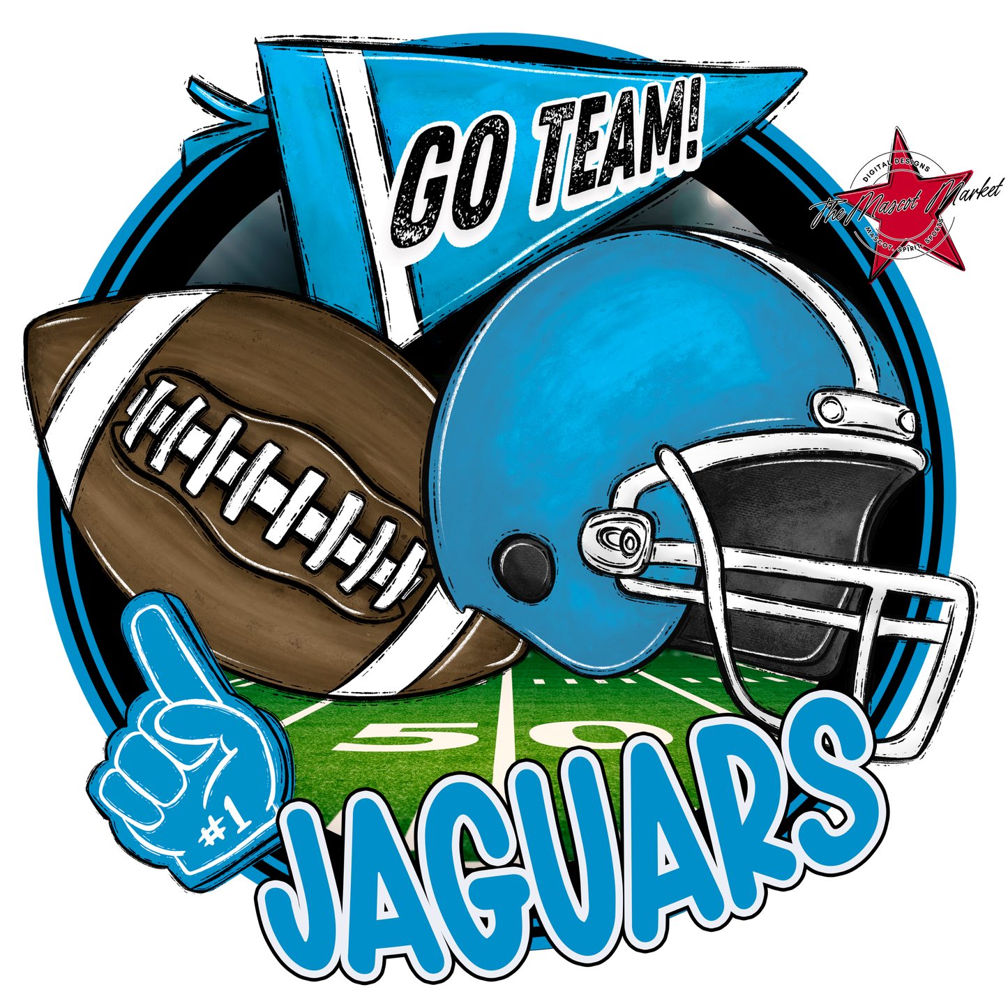Jaguars Circle Football Design-Carolina Blue