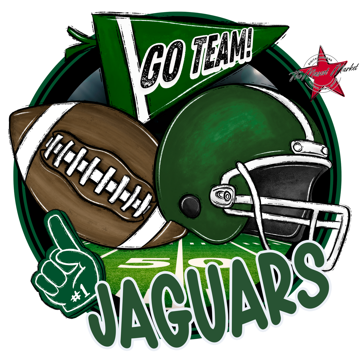 Jaguars Circle Football Design-Green