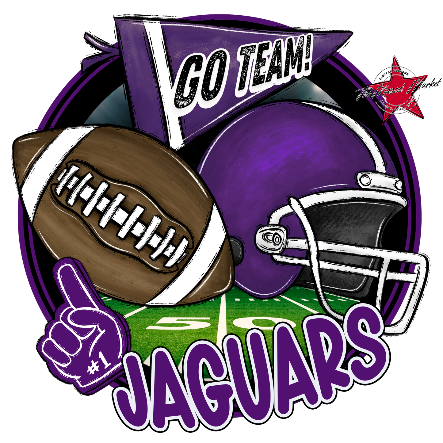 Jaguars Circle Football Design-Purple