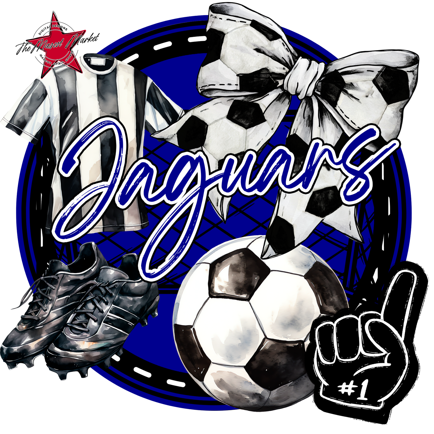 Jaguars Circle Soccer Design-Blue