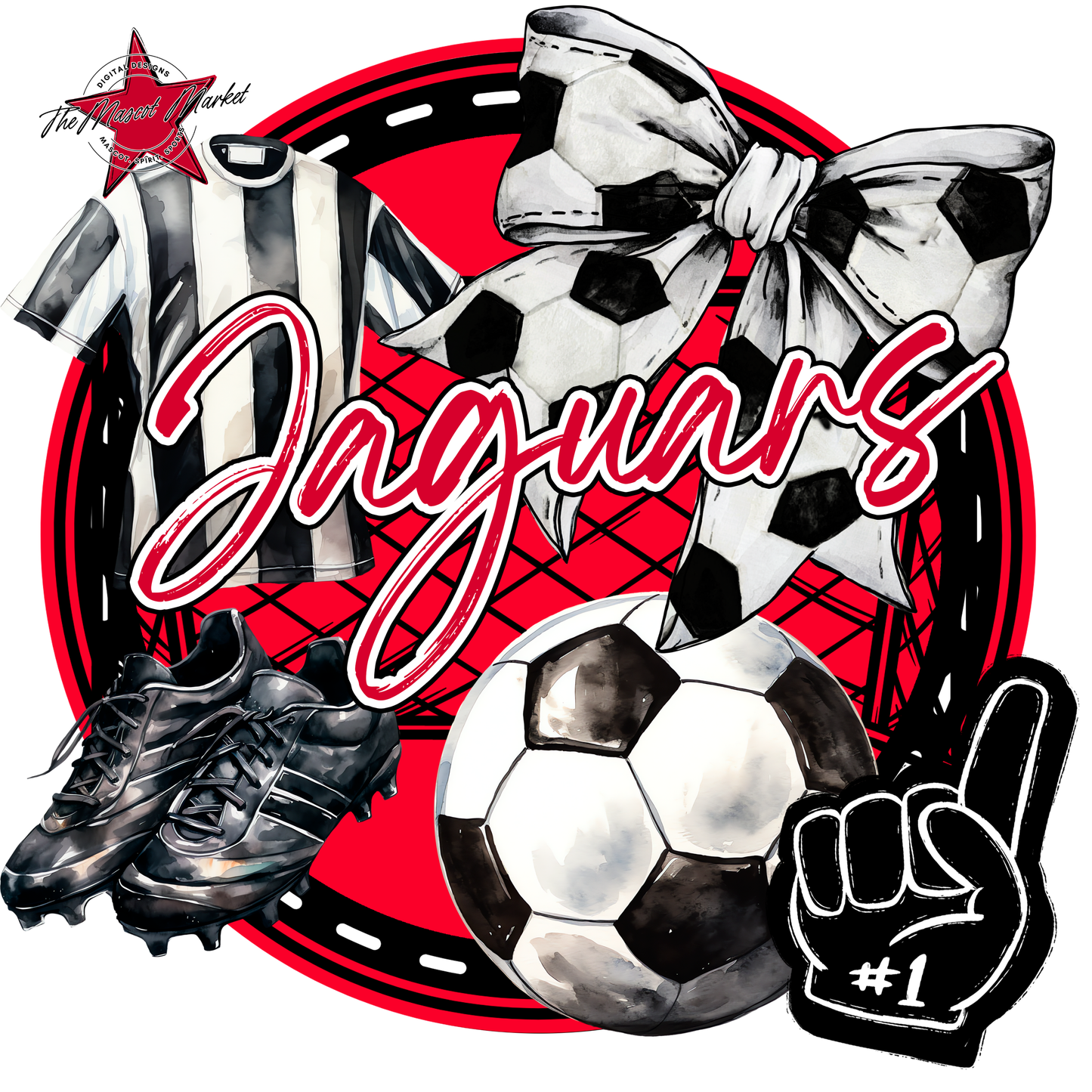 Jaguars Circle Soccer Design-Red