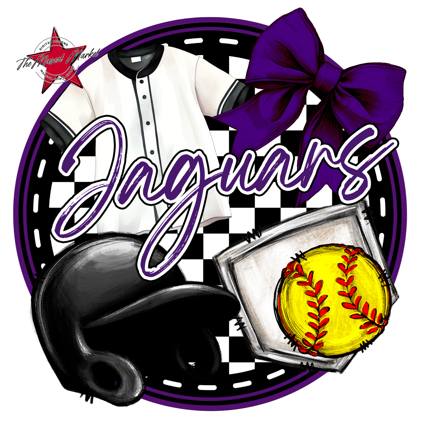 Jaguars Circle Softball Design-Purple