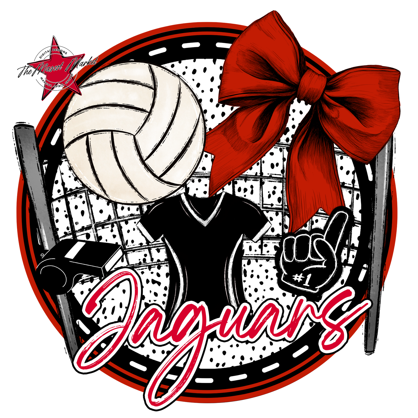 Jaguars Circle Volleyball Design-Red