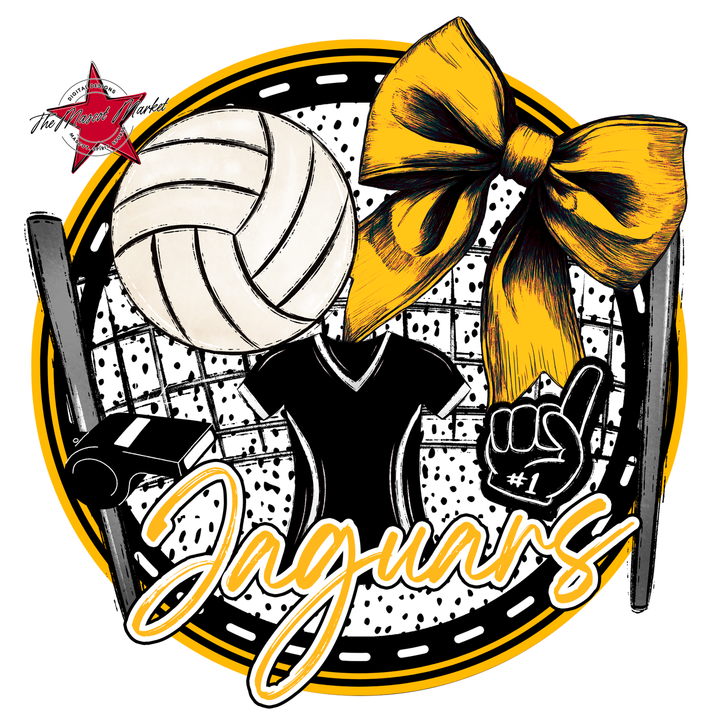 Jaguars Circle Volleyball Design-Yellow