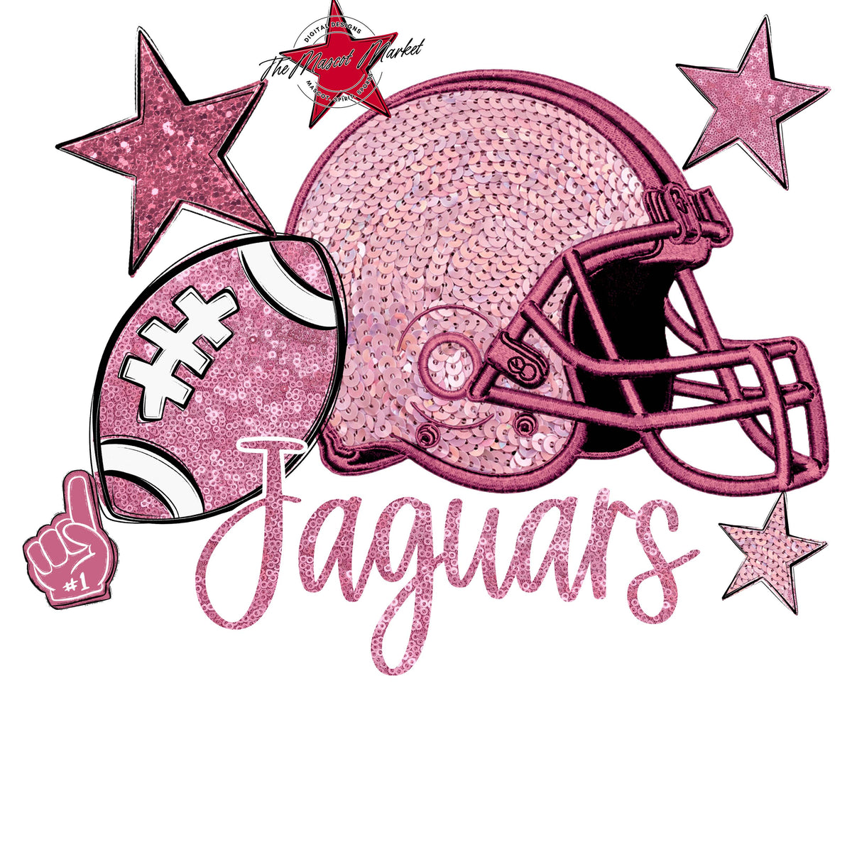 Jaguars Football Embroidered Sequins Design-Pink Out
