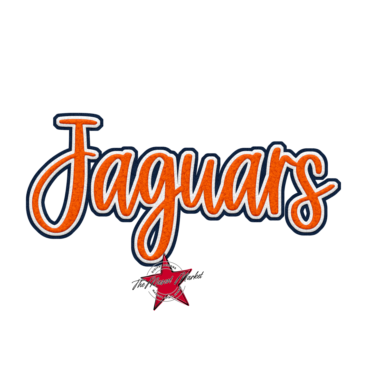 Jaguars Faux Chenille Patch-Navy-Orange