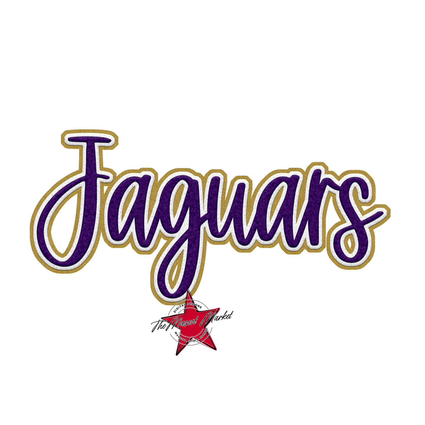 Jaguars Faux Chenille Patch-Purple-Gold