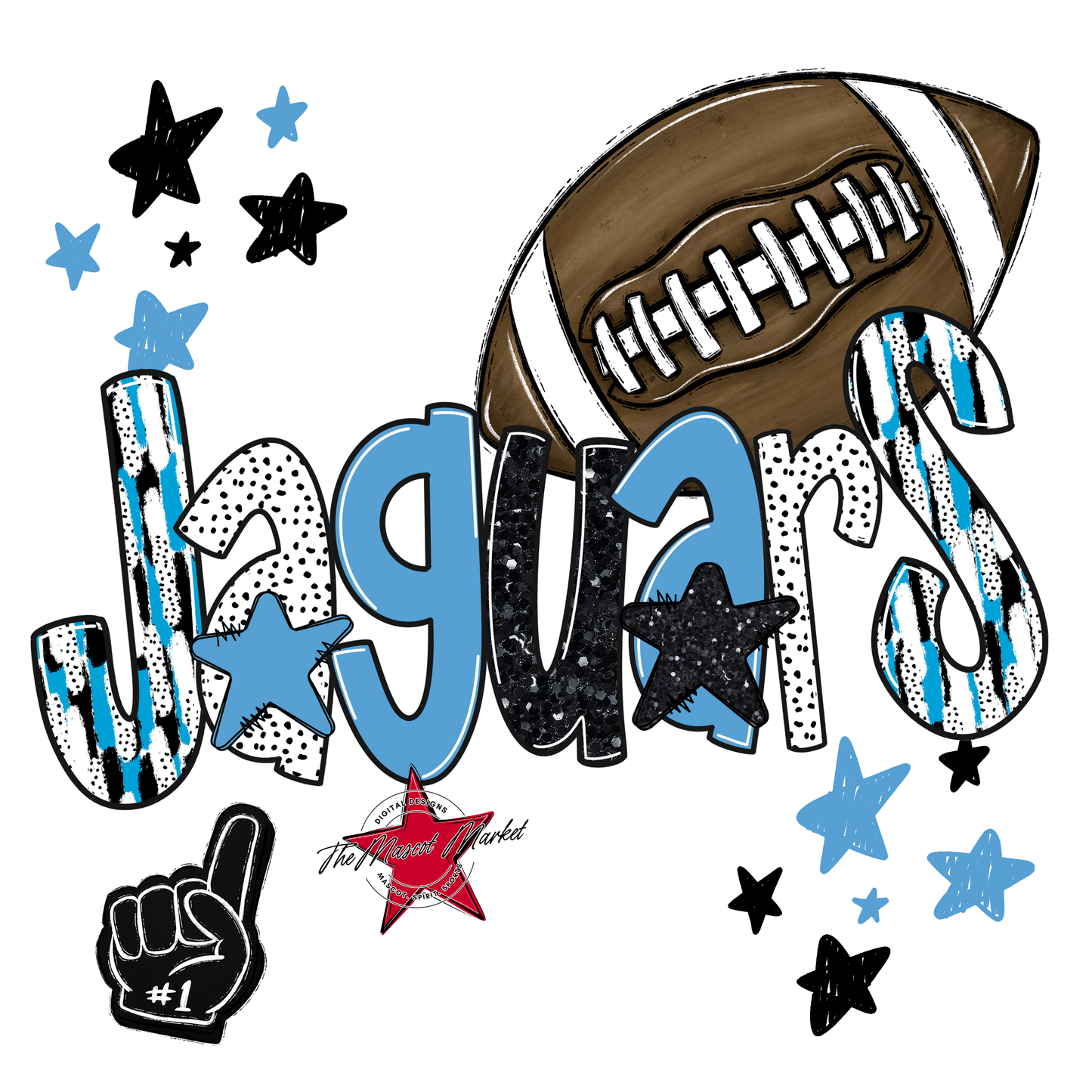 Jaguars Football Scrape-Carolina Blue