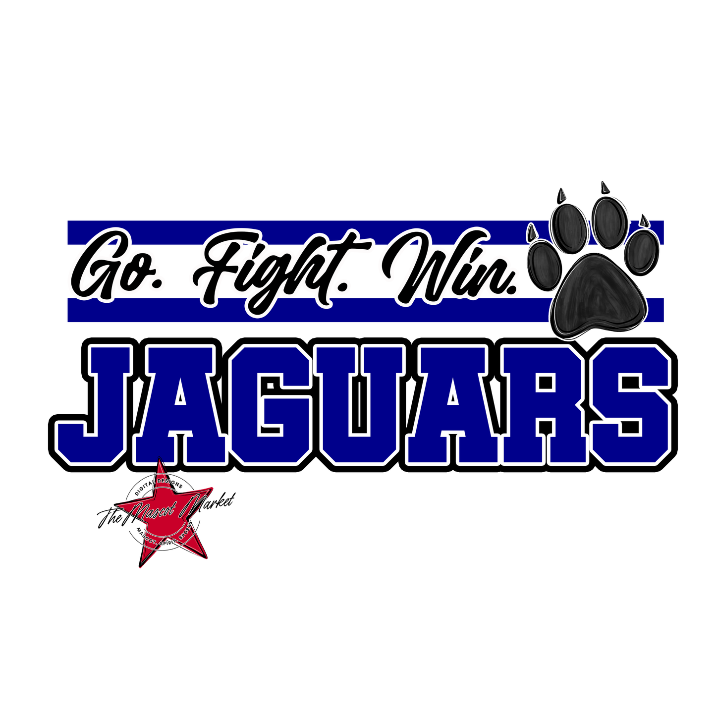 Jaguars Go Fight Win Mascot Lines-Blue
