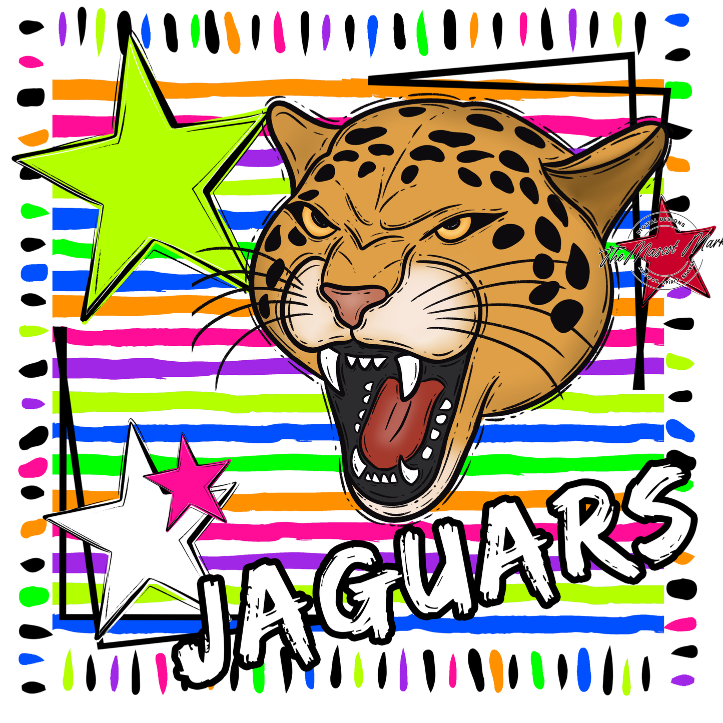 Jaguars Mascot Frame-Neon White
