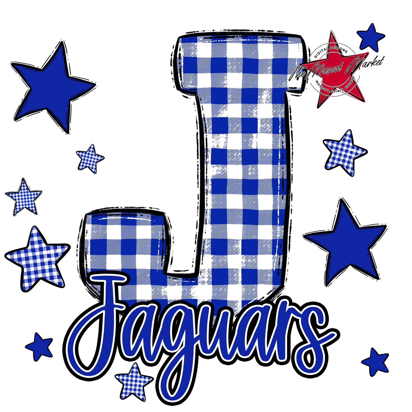 Jaguars Plaid Star Design-Royal Blue