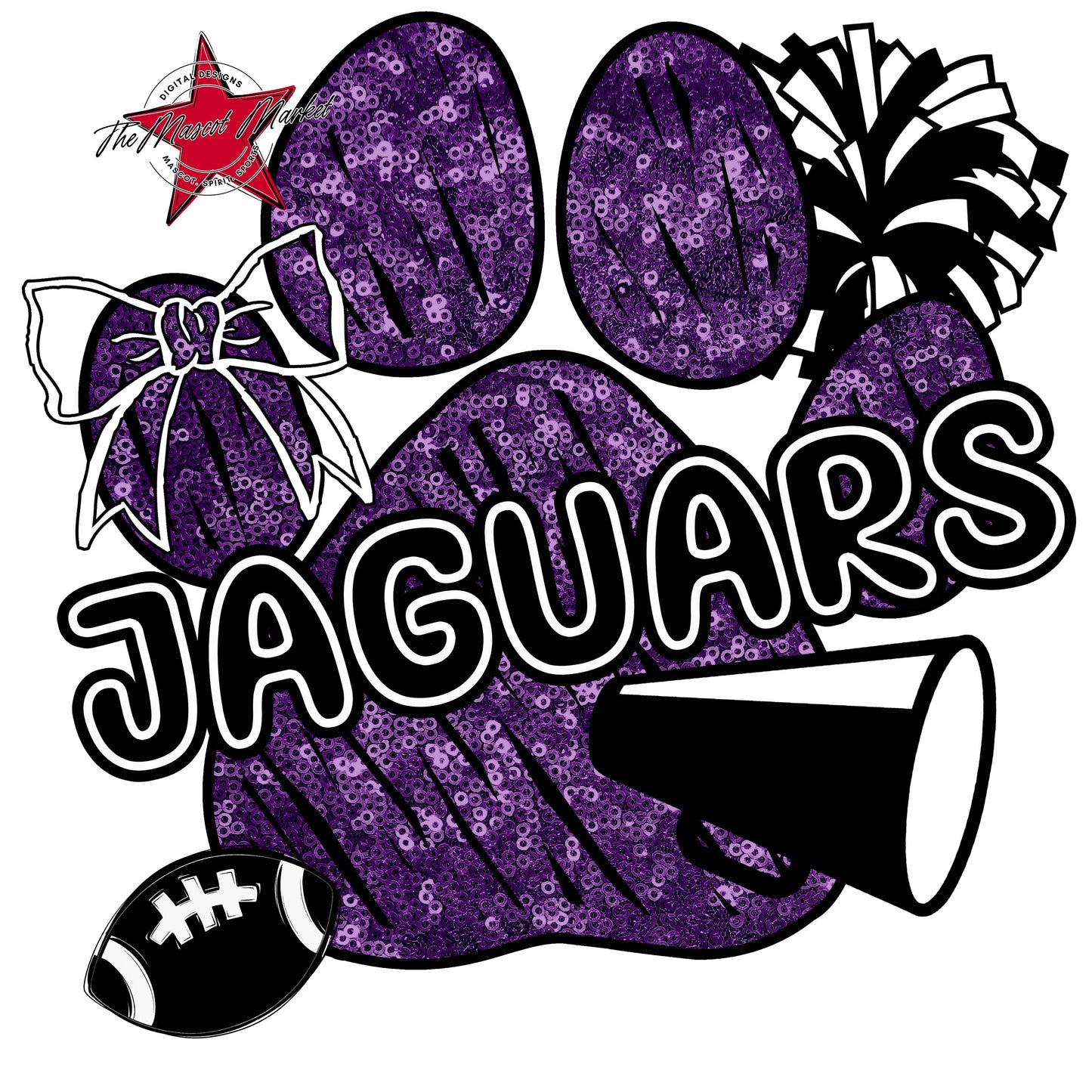 Jaguars Sequins Paw Print Design-Purple