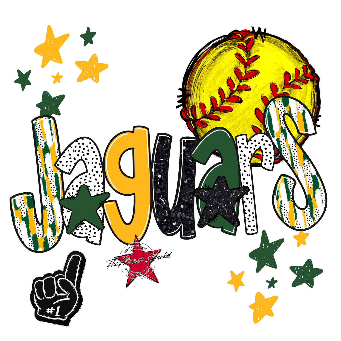 Jaguars Softball Scrape-Green-Yellow