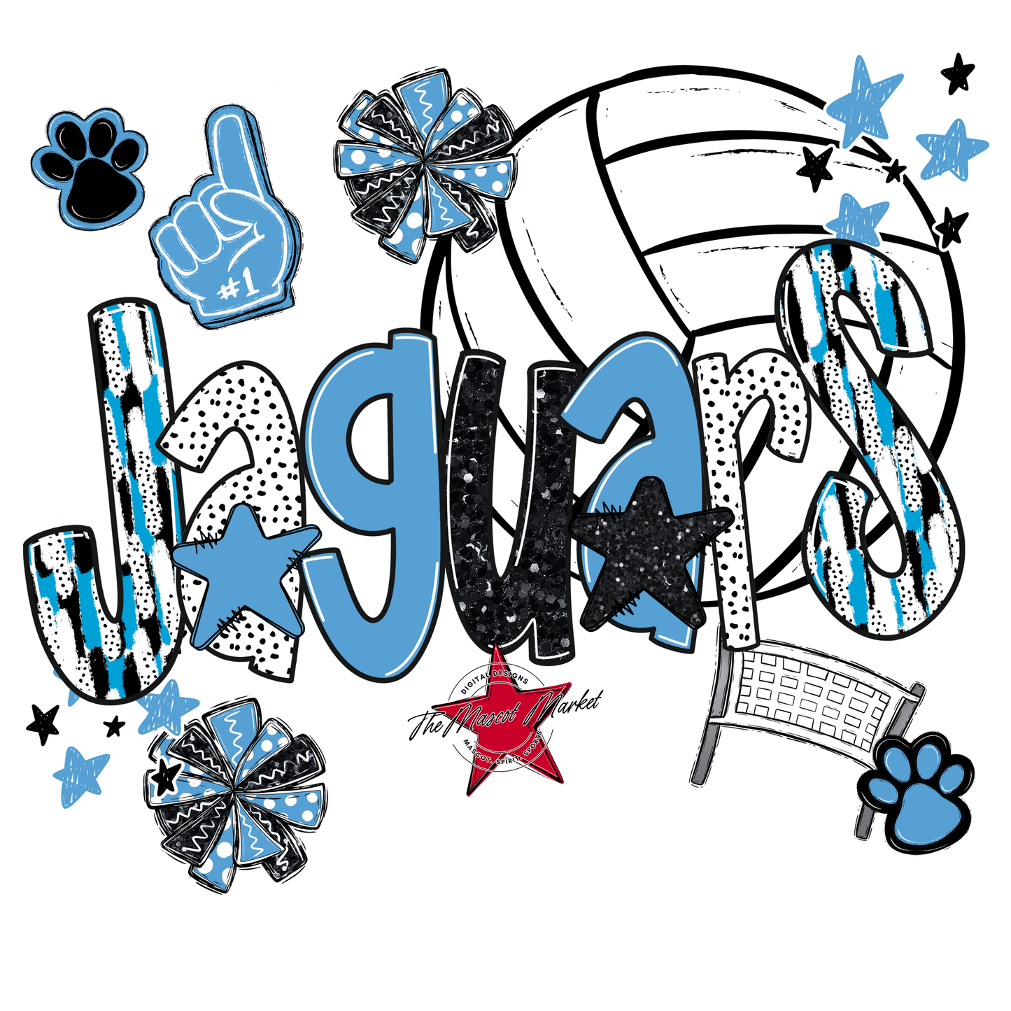 Jaguars Volleyball Scrape-Carolina Blue