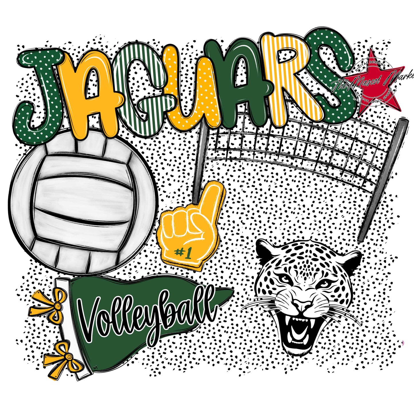 Jaguars Volleyball Spirit-Green & Yellow