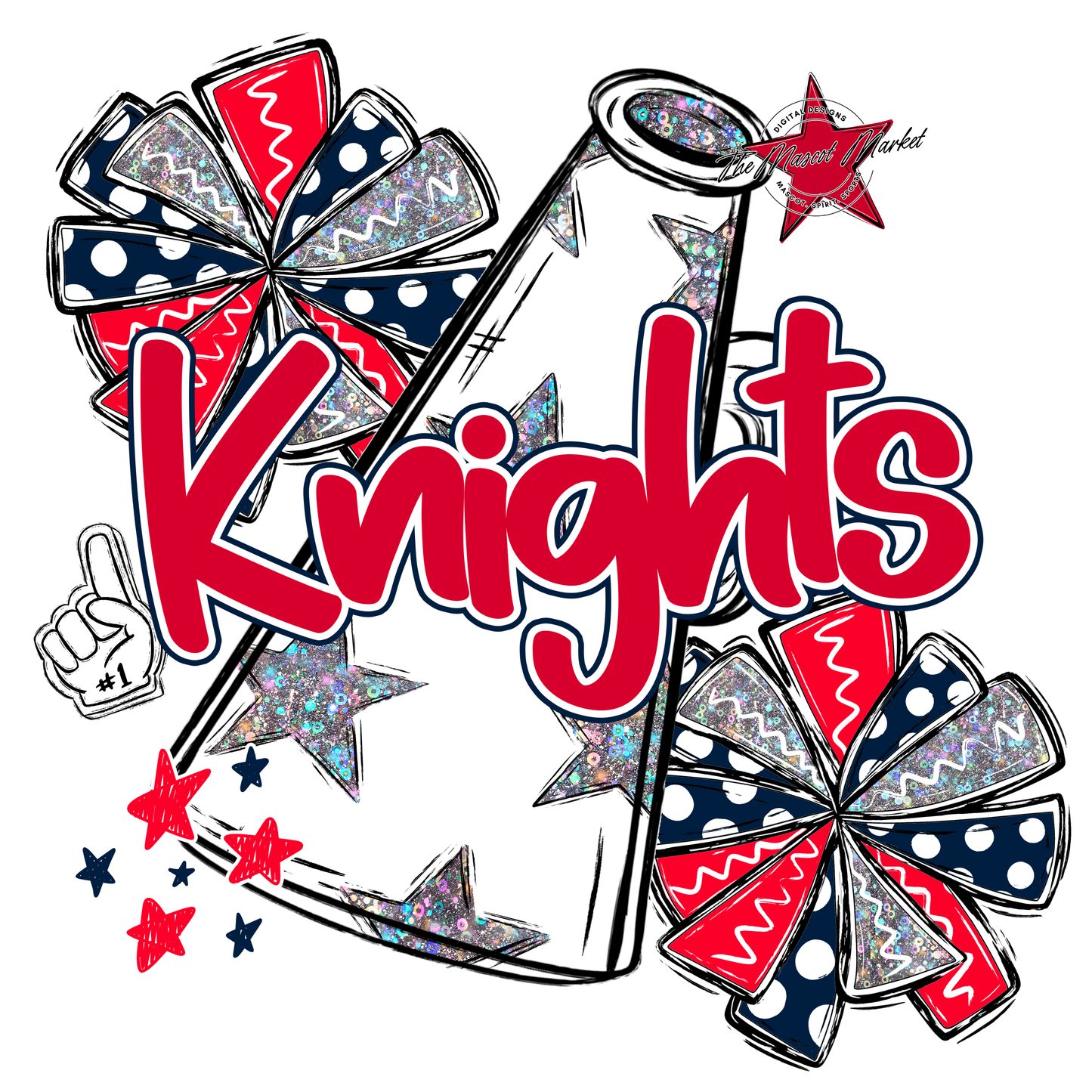 Knights Alpha Megaphone Design-Navy-Red