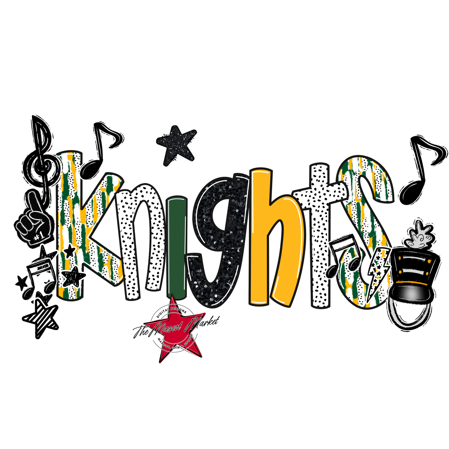 Knights Band Scrape-Green-Yellow