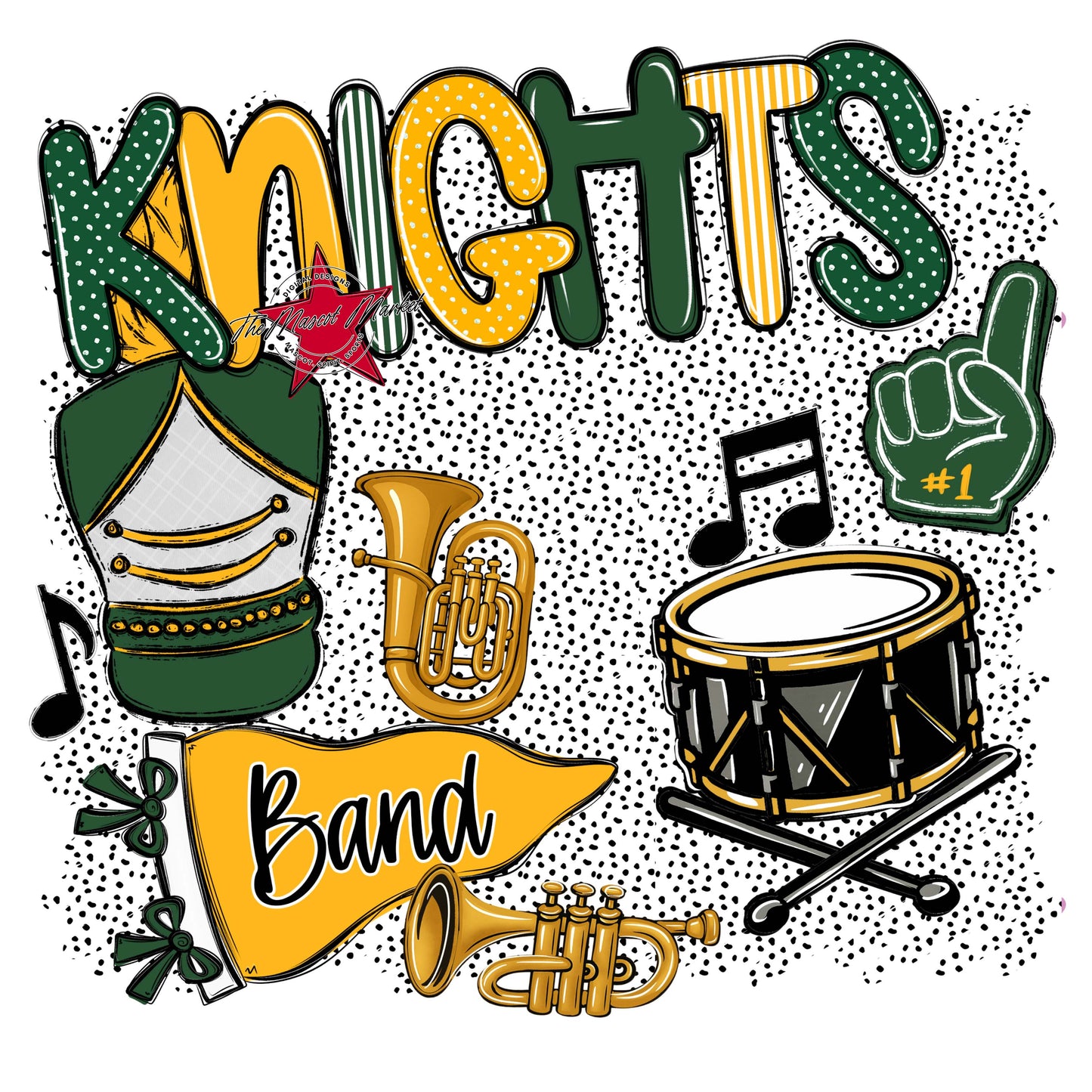 Knights Band Spirit-Green & Yellow