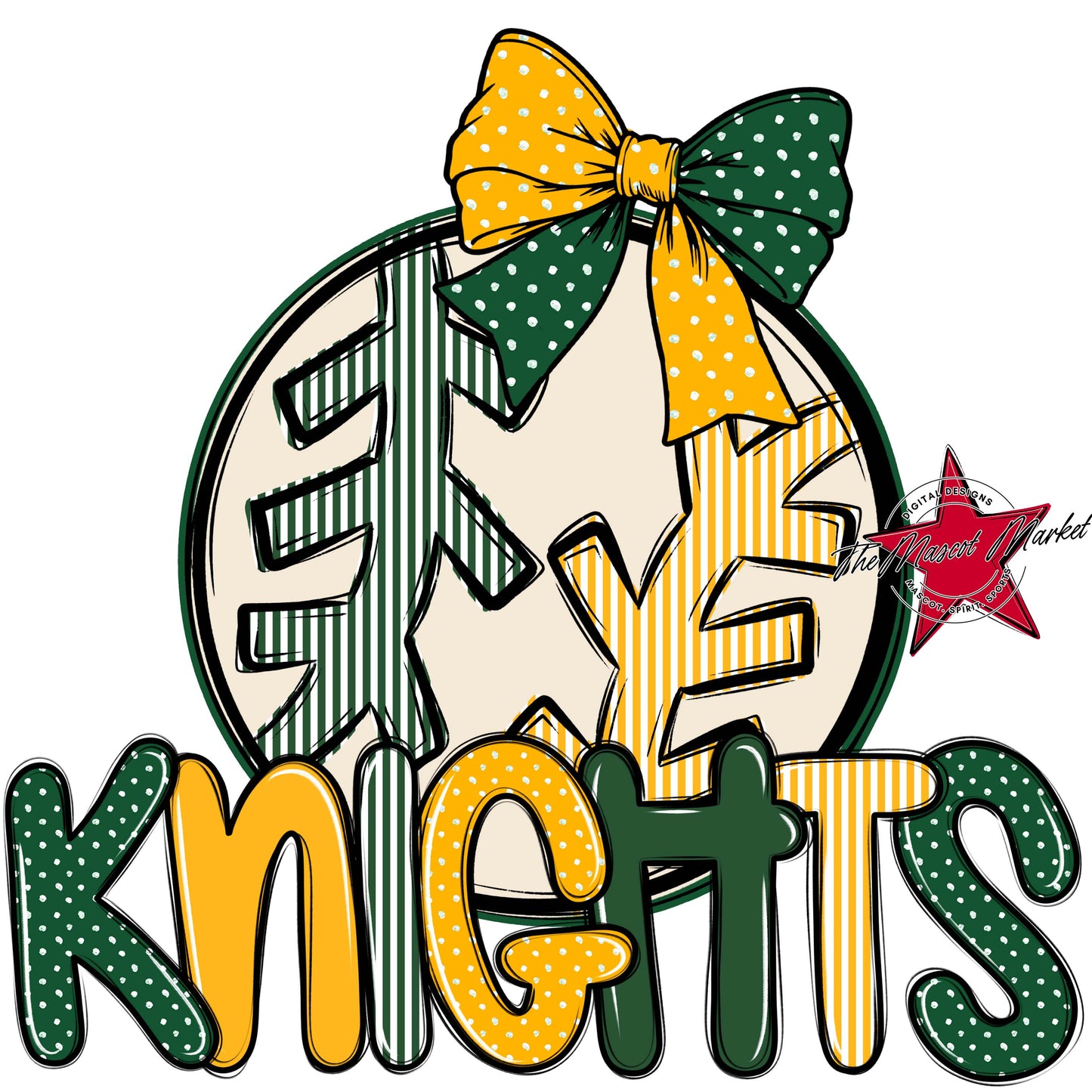 Knights Baseball-Softball Spirit Design-Green & Yellow