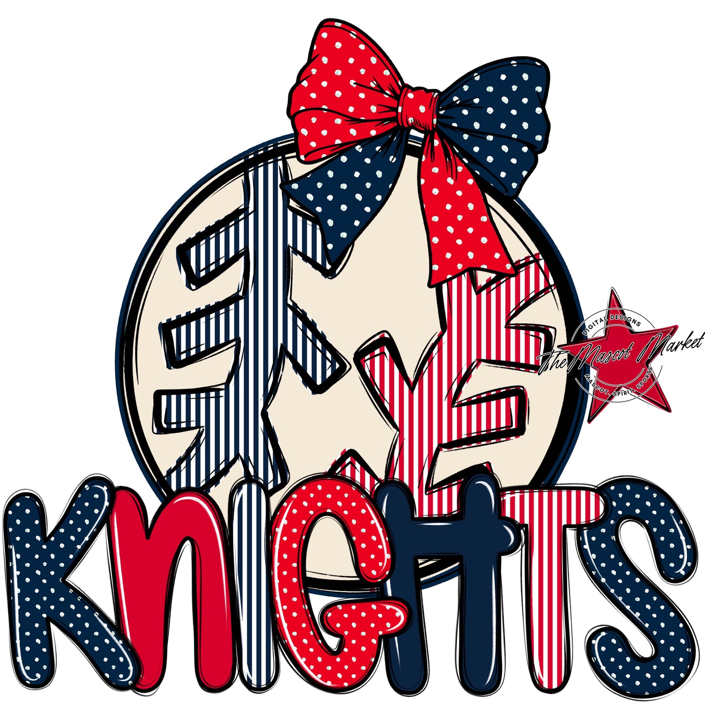 Knights Baseball-Softball Spirit Design-Navy & Red
