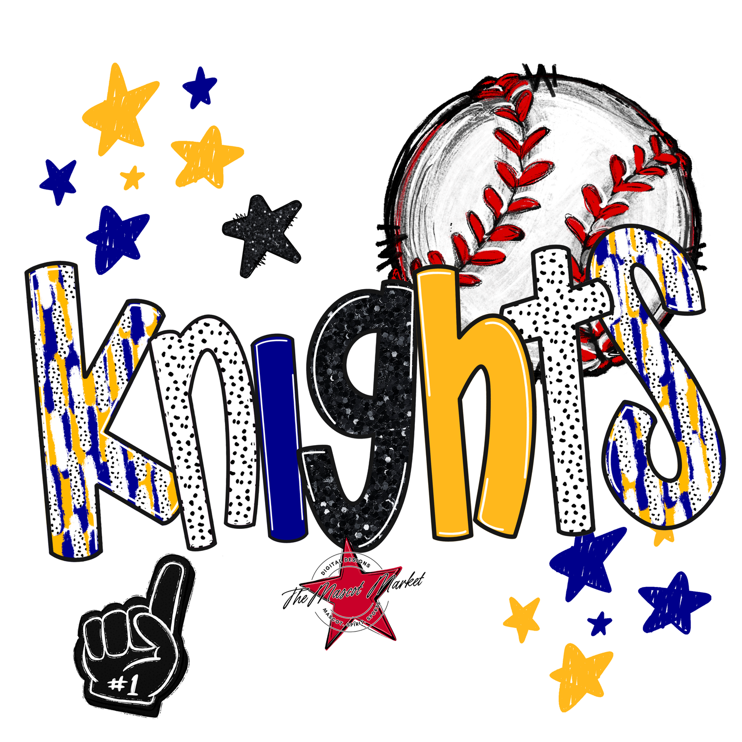 Knights Baseball Scrape-Blue-Yellow