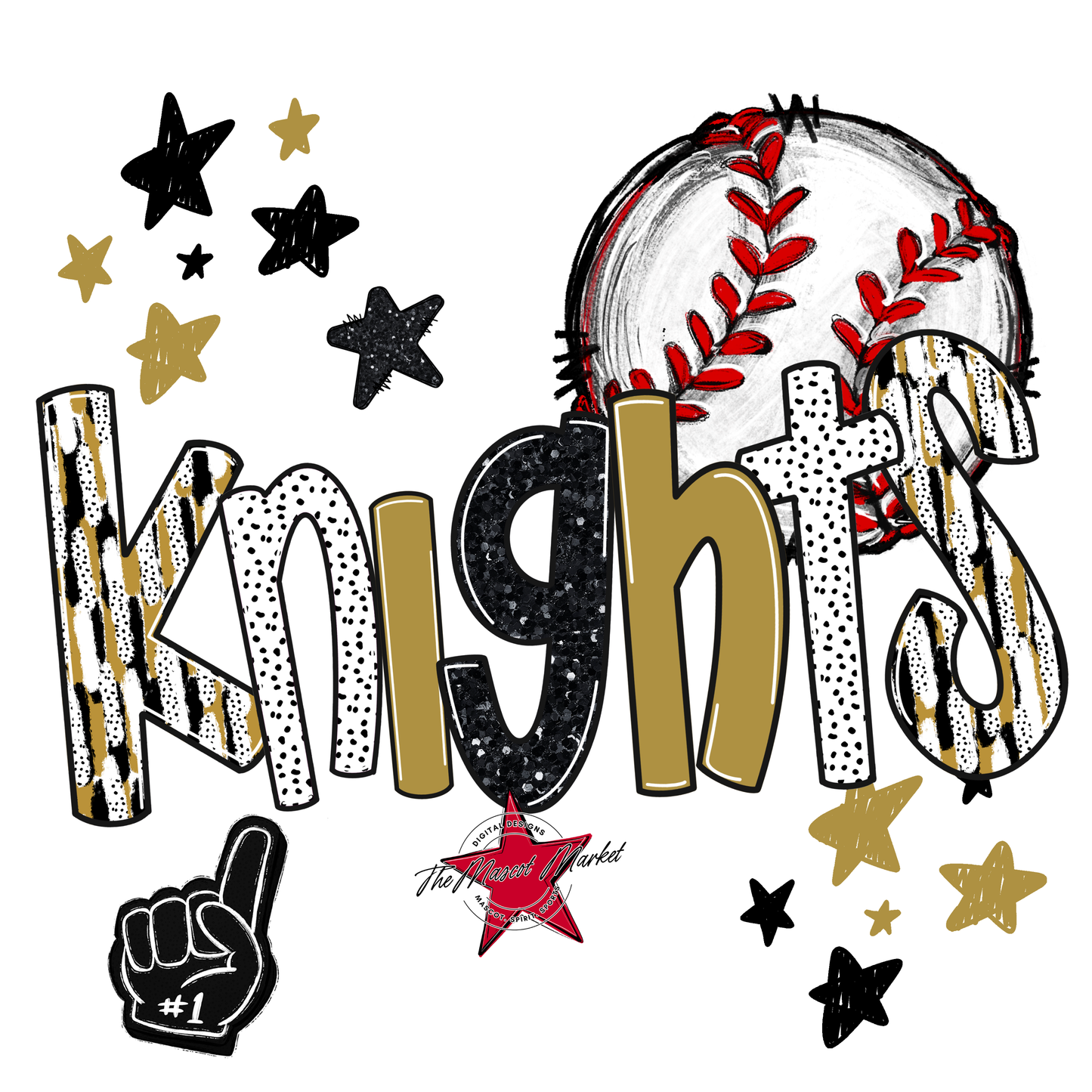 Knights Baseball Scrape-Gold