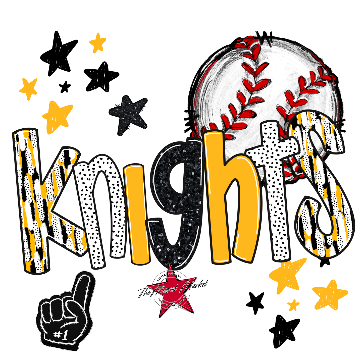 Knights Baseball Scrape-Yellow