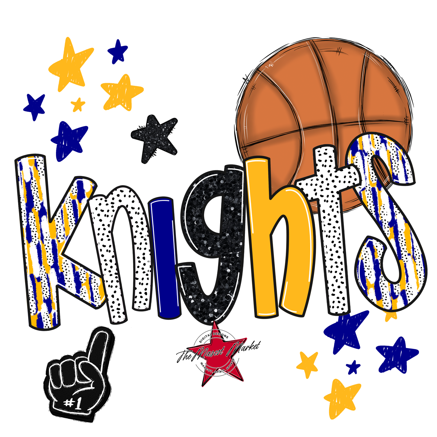 Knights Basketball Scrape-Blue-Yellow