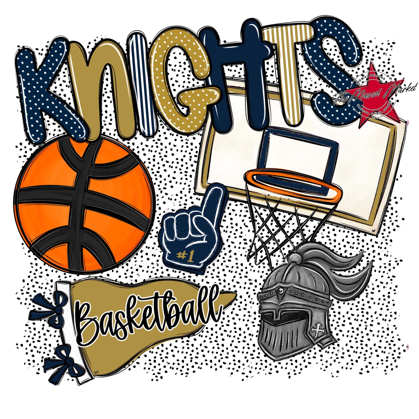 Knights Basketball Spirit-Navy & Gold