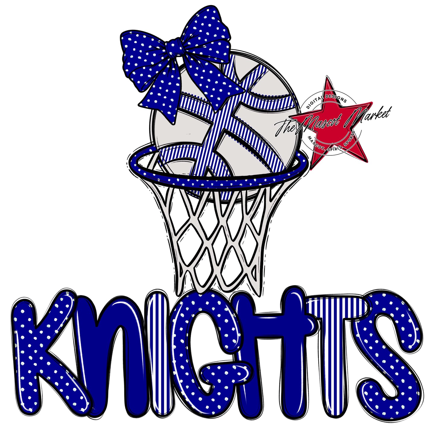 Knights Basketball Spirit Design-Blue